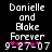 Pixelated text reads Danielle and Blake Forever 9-27-07 with pink star symbols on black background, show different star positions