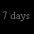 A split-screen image with '7 days' text on black left side and a pixelated greenish figure in motion on the right.
