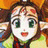 Pixelated anime-style character with brown hair and green eyes on left, black background with white text "Anime IM" and signature on right in a 2x1 contact sheet layout.