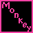 Pixelated pink text "Monkey" on black background with varying border styles across four