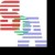 Pixelated static image with horizontal red and brown stripes on left, green and blue horizontal bars on right, and white background.