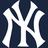 A white stylized 'NY' monogram on a dark blue background with pixelated edges.