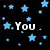 Black background with scattered light blue stars, white and purple text reading 'You are always my angel s.w.s forever' and a small pink heart.