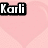Pink background with overlapping heart shapes and four text blocks: Karli, Ryan, and 4ever in white pixelated font on black outlines.