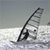 Pixelated static icon of a windsurfer on water with a sail, rendered in grayscale tones against a plain background.