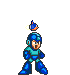 Pixel art character in blue armor with teal chest plate, standing with arms crossed, small blue bird-like creature above head, varying expressions across frames.