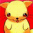 A 48x48 pixel buddy icon featuring a yellow cartoon animal with orange ears and red eyes against a solid red background, paired with text on the right side of the contact sheet.