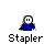 Pixel art character in blue shirt with white face, shown across displaying sequential expressions and actions including neutral pose, red mouth, exclamation mark above head, speech bubble reading 'OWW!', and hand gestures