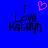 Blue background with black pixelated text reading "I Love Katdyn" on both sides, pink heart symbol above left text.