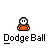 Pixel art character in orange shirt with white face and black eyes, shown across multiple states including standing, crouching, and interacting with red balls.