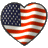 Four heart-shaped icons display the American flag design with red and white stripes, blue field of white stars; each icon shows a different frame of animation.
