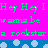 Pixelated green text on bright pink background with blue lower section containing light blue snowflake-like shapes.