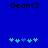 Blue background with black text 'Dean<3' at top and two of cyan puzzle pieces below, each containing five pieces with one blue piece in the middle