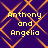 Purple background with orange diamond lattice pattern and yellow text reading 'Anthony and Angela' in four identical quadrants.