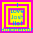 Four identical square with layered pink and yellow borders, each containing blue text "I Love Josh Hot" stacked vertically above a horizontal line of blue text "Hutcherson"
