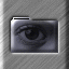 A pixelated eye icon within a folder frame, showing subtle animation changes between