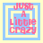 Four identical pixelated icons display "Just A Little Crazy" text in pink over layered blue and yellow squares.