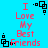 A static image with a bright blue background displays repeated text "I Love My Best Friends" in pink pixelated font, surrounded by black square-shaped decorative elements.