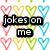 Pixelated text overlays on a heart-patterned background with partial gray rectangle.