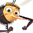 A 48x48 pixel animated buddy icon featuring a cartoon bee character on the left and a golden