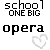 pixelated text icons featuring 'school ONE BIG' and 'opera' with heart symbols, showing color variations in the text