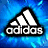 A split-screen animated contact sheet showing two distinct pixelated icons: a blue background with the Adidas logo on the left and green text reading "Original Icons .com" on the right.