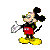 Pixelated cartoon character in red shorts and yellow shoes with text and heart symbols across four quadrants of a contact sheet.