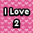 Pink background with repeating light pink heart shapes, black-outlined white text reading "I Love Dance!!" and "2".