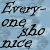 A split- image with a light blue background featuring snowflake patterns, displaying text and a character portrait