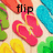 A pixelated image of colorful flip-flops on a light background with the word 'flip' above them.