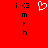 Red background with black text and a white heart symbol in the center, showing animation where the heart changes from white to black.