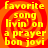 A static image with four identical of yellow text on a red-orange spiral background, each reading 'favorite song livin' on a prayer bon jovi'