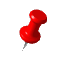Two red pushpin icons displayed side-by-side on a gray background, each with metallic silver pins and rounded heads showing subtle highlights.