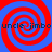 Four red and blue spiral patterns arranged in a with repeated text "uncle jimbo" overlaid on each quadrant