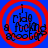 Four identical circular icons with red concentric rings on blue background, each containing pixelated text reading "I ride a fucking scooter" in dark blue.