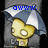Pixelated cartoon character with gray hair and yellow face, wearing gray outfit with pink chest detail, blue text above head changes from 'owww.' to 'the sky is crying.'