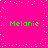 Bright pink background with scattered white pixel dots and four instances of green text reading 'Melanie' in a