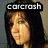 A pixelated image of a person with long dark hair, showing two states: one with 'carcrash' text above the head and another with 'neon' text below the chest.