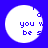 Four white circular icons on a blue background, each containing partial text reading 'you w be s' with pixelated edges.
