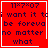 Red background with dark purple text reading 'i want it to be forever no matter what' and white border; two variations show a heart or star symbol in bottom-right corner.