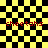 Yellow and black checkered background with red text 'cheetahs' and a of yellow and black squares forming a circular pattern that changes across frames