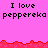 Pixelated text "I love peppereka" repeated across a pink background with red wave-like borders, showing two distinct horizontal sections.