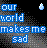 Pixelated blue text on a black and gray dithered background with a small light-blue pixel cluster in the top-right corner.