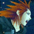 Pixelated icon of a figure with flowing orange-brown hair against dark blue background, white body shape visible.