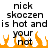 Pixelated text reads 'nick skoczen is hot and your not' above orange flame shapes on white background.