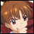 Pixelated anime-style character face with brown hair and red clothing on left, black background with white text "Anime IM" above cursive "com" on right.