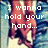 Two hands clasped in a blue and white patterned background with overlaid text reading "I wanna hold your hand..." and "If only you knew I exist", plus a small number 3.