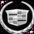 Three identical Cadillac emblems in a with pink and white pixelated stars on black background, one section grayed out
