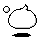 Pixelated white cloud-shaped character with black shadow base, displaying multiple expressions and bubble positions across frames.