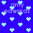 Blue background with light blue pixelated hearts and repeated semi-transparent text 'amy edwards' in a pattern